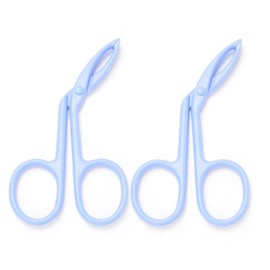 Motanar Multicolors Eyebrow Scissors Tweezers, Scissors Handle Shaped Eyebrow Straight Tip Tweezers Clip, Flat Tip Tweezers Hair Plucker, Straight Tip Hairgripping Eyebrow (2 Pack Blue)