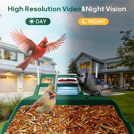 Smart Bird Feeder with Camera,Solar Powered,Waterproof Outdoor WiFi Bird House with Camera,Built in AI Birds Identification,Auto Records FHD Birds Videos to Cloud Storage,Ideal Gift for Mom and Dad