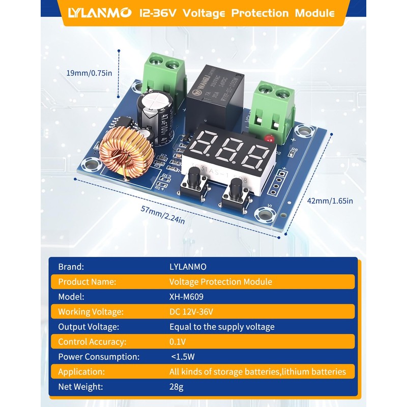 LYLANMO 8PCS DC Voltage Protection Digital Low Voltage Protector Disconnecting