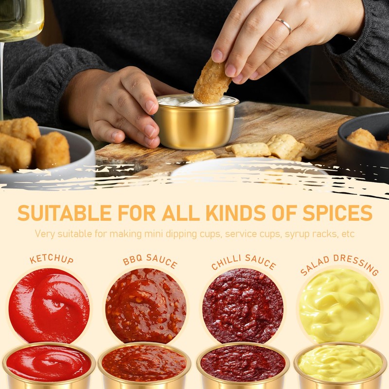 12 Pcs Stainless Steel Dipping Sauce Cup Ramekin Sauce Dipping
