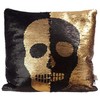 Puckator Skull Two Tone Reversable Sequin Cushion, Black And Gold