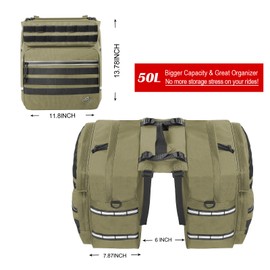 Bike Panniers Bag 50L for Bicycle Rear Rack, Waterproof Cover