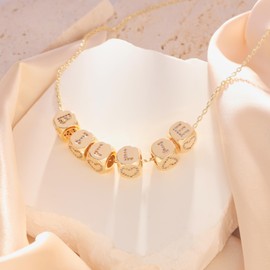 MOLAYES Letter Charms for Necklace and Bracelets,14K Gold Plated Women's Bead Charms, A-Z Alphabet Initial Beads DIY Jewelry Birthday Gift for Women L