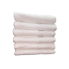 Optima Collection Platinum Level 27" X 54" White Bath Towels, Set of 6, 100% Eco-Friendly Pre-Consumer Regenerated Cotton