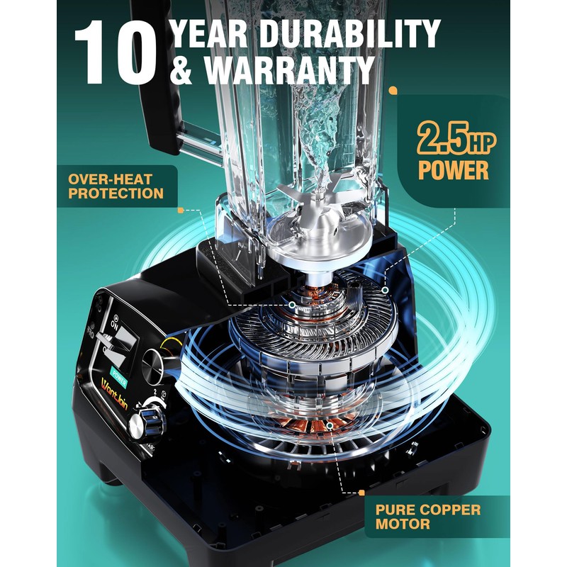 WantJoin Smoothie Blender 1800W Powerful Blenders for Kitchen 68 Oz