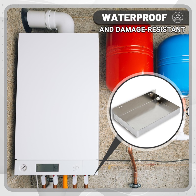 Blulu Water Heater Drain Pan Wall Mounted Tankless Stainless Steel