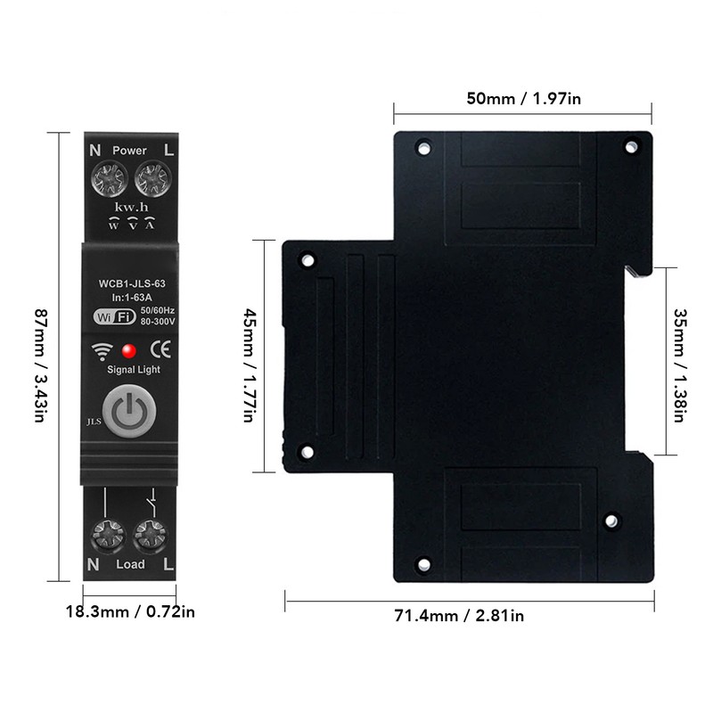 1‑63A WiFi Circuit Breaker Multi Protections APP Voice Control Timing
