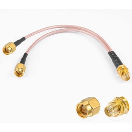 POBADY SMA Splitter Cable RP-SMA Female to SMA Dual Male Connector Coaxial Cable 3 Way Splitter V-Type RG316 6"/15CM for 2G 3G 4G LTE Antenna Router Gateway Modem MiFi Mobile Hotspot
