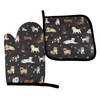 Abucaky Cute Dogs Black Oven Mitts and Pot Holders Insulated