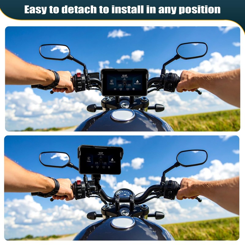 CAMECHO Motorcycle Carplay Navigation Screen with Wireless Carplay Android Car