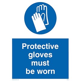 Viking Signs MP286-A5P-V "Protective Gloves Must Be Worn" Sign, Vinyl, 200 mm H x 150 mm W