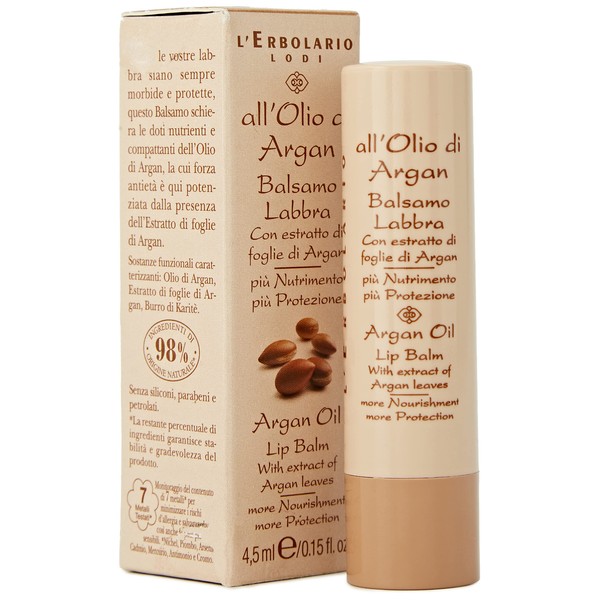 L'Erbolario Argan Oil Lip Balm - For Lips That Are Always Soft And Protected - Nourishing And Compacting Properties - Contains Extract Of Argan Leaves - Natural Origin Ingredients - 0.15 Oz