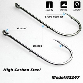 Baitholder Fishing Hooks -100Pcs Long Shank Beak Bait Holder Hooks Offset Bait Holder Jig Fishing Hooks with 2 Baitholder Barbs, Size: #4-6/0