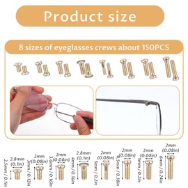 FNANJWQ Eye Glasses Repair Kit with Screws, Gold Eye Glass Repair Kit Precision Glasses Screwdriver Set Nose Pads Eyeglass Ear Grips Sunglasses Presbyopes Tweezers for Watch Clock