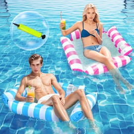 Osznmmg 2 Pack Inflatable Water Hammock Floating Chair, Pool Hammock Floats for Adults, 4 Tubes Inflatable Hammock for Adults, 4 in 1 Multi-Purpose Pool Floats for Summer Lake Beach