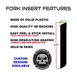 Kustom Cycle Parts Graffiti Design Front Fork Reflector Replacements. Sold in Pairs. Compatible with Many Harley Davidson Models. Street Glides Road Glides. Non-Reflective (Graffiti)