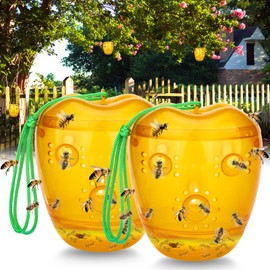 JNKNT Wasp Trap, Yellow Jacket Trap Outdoor Hanging, Non-Toxic Reusable Hornet and Wasp Catcher Traps for Outside, 2 Pack - Orange