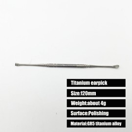 TiTo Titanium Ear Spoon with Two Ends. Titanium Earwax Remove Spoon with The polishing Surface. Never Rust. One Clean Brush Inside. (Style C)