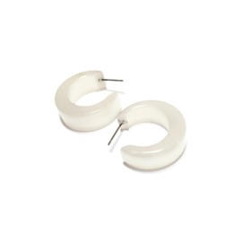 White Hoops | Chunky Mod Moonglow Hoop Earrings | vintage lucite hoop earrings - MOD-WT-1