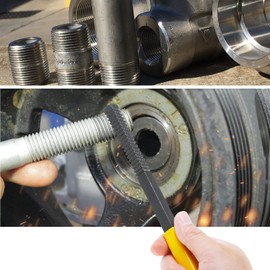 VOBOR Thread Restorer File, Metric 0.75mm/1.0mm/1.25mm/1.5mm/1.75mm/2.0mm/2.5mm/3.0mm 8-in-1 Thread Repair Tool, Steel Thread Repair File for Studs, Bolts, Screws, Fittings