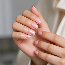 SEMINCA Semi Cured Gel Nail Strips-60s UV Light Needed, Salon Shine at Home,14 Day Wear,18 Size Press On Nails Kit with Nail File(Bare Pink)