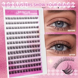 Natural Lash Clusters DIY Lash Extensions at Home Wispy Eyelash Extensions Individual Cluster Lashes 9-12mm Eyelash Cluster False Lashes by FADLASH (SLYW)