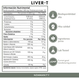 NEWMANITY Liver-T Cardo Mariano y Alcachofa 200 cápsulas – Mezcla de Milk Thistle, Diente de León y Extracto de Alcachofa - Suplemento Natural para el Bienestar General