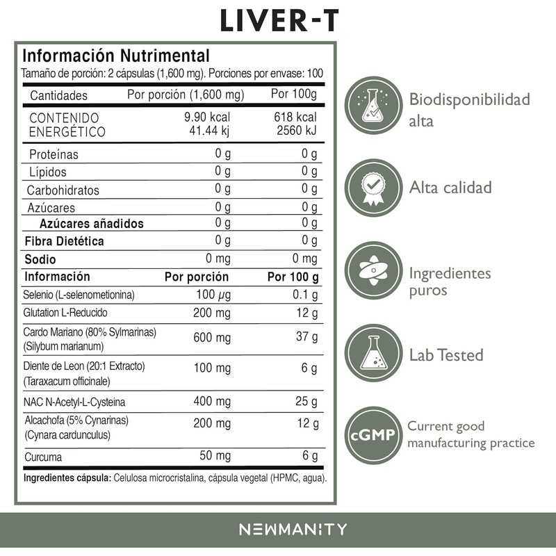 NEWMANITY Liver-T Cardo Mariano y Alcachofa 200 cápsulas – Mezcla