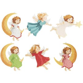 Ideen mit Herz Diamond Painting Pendants | Diamond Painting | Double Sided | For Gifts & Greeting Cards | Pack of 6 | 1.7mm Thick | Includes Accessories (Angel)