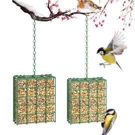 Bird Feeder for Outdoors, Suet Feeder for Outside Hanging Suet Basket Cage