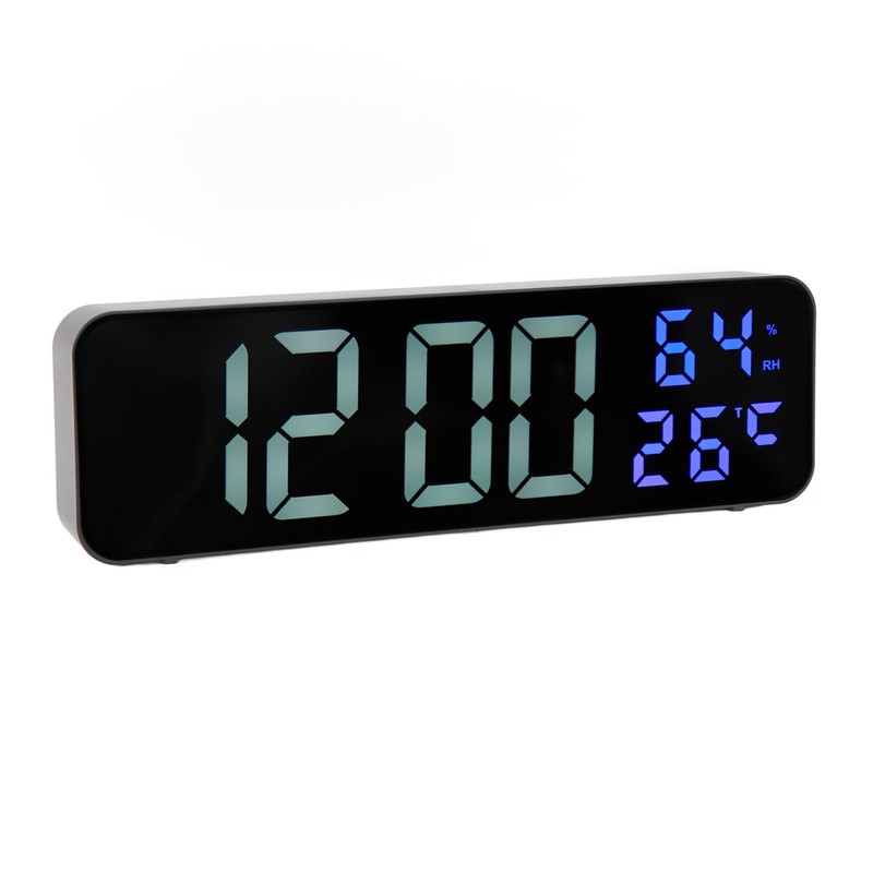 LED 9.1in Mirror Clock Multifunctional Digital Alarm Date Humidity Clock