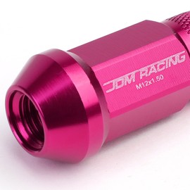 Auto Dynasty M12 x 1.5 Open End Style Aluminum Alloy Wheel Lug Nuts + 1 X Deep Drive Extension, Pink, 20-Piece
