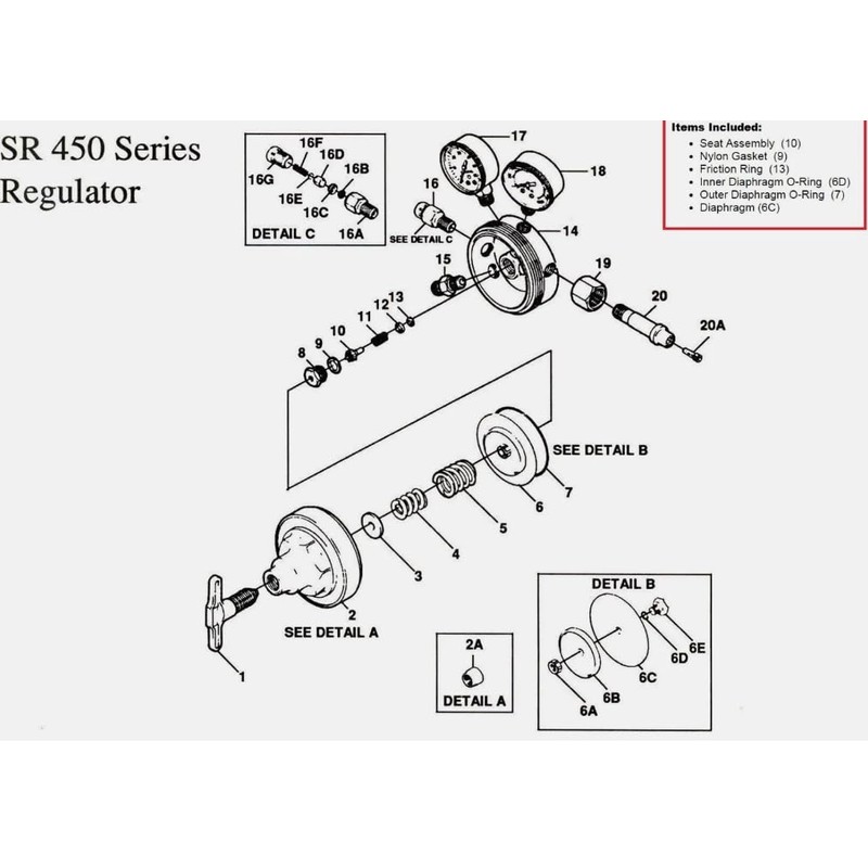 Centella For Victor SR450D Acetylene Regulator Repair Parts Kit 0790-0102