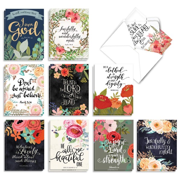 The Best Card Company - 20 All Occasion Note Cards (4 x 5.12 Inch) - Blank Boxed Set (10 Designs, 2 Each) - Praise Papers AM6635OCB-B2x10