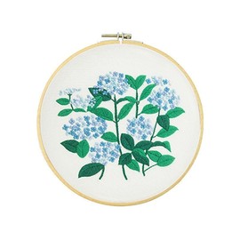 DIY Stamped Embroidery Starters Kits with Pattern Blue Hydrangea for Beginners with Hoops Cloth Color Threads Cross Stitch Kits Needlework for Adults Students Home Decoration