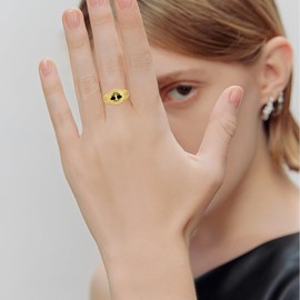 14K Yellow Gold Tree of Life Ring 925 Sterling Silver Black Onyx Tree of Life Ring Tree of Life Jewelry Gifts for Women Girls Size 7