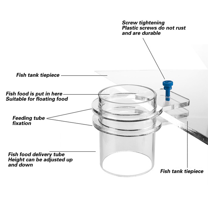 Transparent Acrylic Durable Adjustable Aquarium Fish Feeder Fish Tank Tiepiece