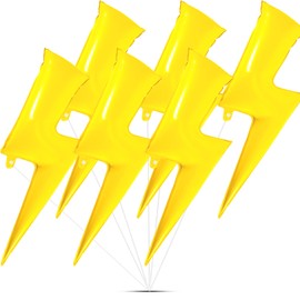 Set of 6 Lightning Bolt Foil Party Balloons 45 Inch Flash Balloons for Party Foil Lightning Bolt Shape Balloons Foil Bolt Birthday Party Supplies for Birthday Wedding Decoration (Yellow)