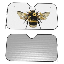 Dujiea Car Front Window Sunshade, Bee Foldable Auto Windshield Sun Shade Uv Heat Sun Visor Protector-Keeps Your Vehicle Cool- 55 x 30 in