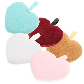 TOVINANNA 5pcs Heart-shaped Makeup Remover Pads Reusable Cleansing for Deep Cleaning Mixed Colors Soft and Gentle Skin for Makeup Removal and Facial Cleansing