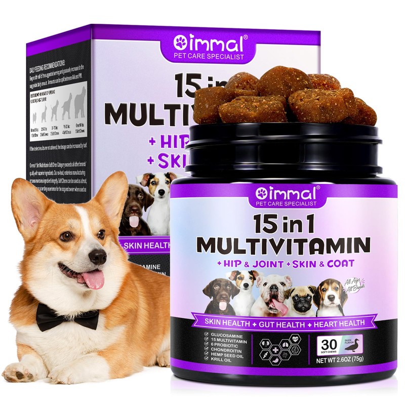 15-in-1 Dog Multivitamin Chews – 30ct, Duck Flavour, All Breeds