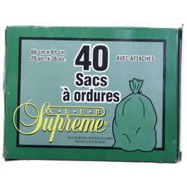 Club Supreme Large Trash Bags - Outdoor Garbage Bags Box 40 Units - 26 x 36 in/66 x 91 cm - 21 gallons / 80 Liters