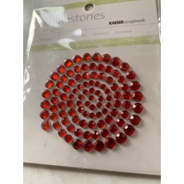 Kaiser Scrapbook 2 PKG Kaiser Rhinestones Stickers 100 PCS CHRISTMAS RED 25x3mm, 50x4mm,  25x5mm
