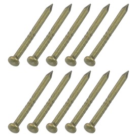 sourcing map 10Pcs Small Hardware Nails, 1.5 x 19mm Carbon Steel Round Head Nail Common Finishing Nail for Household Woodworking Picture Hanging DIY Projects, Bronze