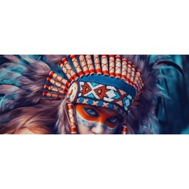 Native American Girl Tribe Rear Window Perforated Vinyl Decal ONE-Way Vision for Truck SUV Van Trailer (66x22 in)