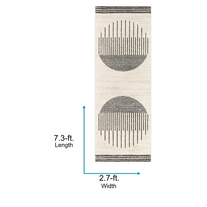 Livabliss Penrod Modern Geometric Runner Area Rug,2'7" x 7'3",Black/Ivo