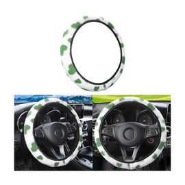 JNNJ Auto Lenkradhülle, Universal Warme Plüsch-Lenkradabdeckung Für Das Auto, Anti-Rutsch-Auto-Lenkradabdeckung Schutz-Set, Auto-Lenkradbezug Dreiteiliges Set, Flauschige Lenkradabdeckung(Grün)