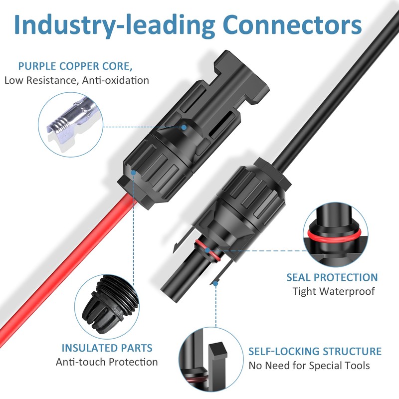 Solar Panel Plug to XT60 Charge Cable,PixelMan,10AWG Solar Connector to