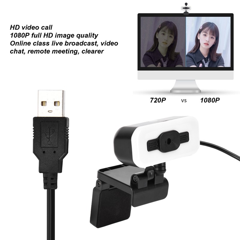 2K Web Camera Automatic Focusing 1080p with LED Light Computer