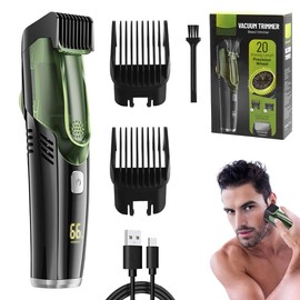 AVCXEC Barttrimmer Herren, Vacuum Beard Shaver for Men, IPX6 Wasserdichter Bartschneider Herren mit 2 Kämmen, Unterstützt 20 Längen 1-20mm, Wiederaufladbarer Bart Trimmer, für Schnurrbart Koteletten